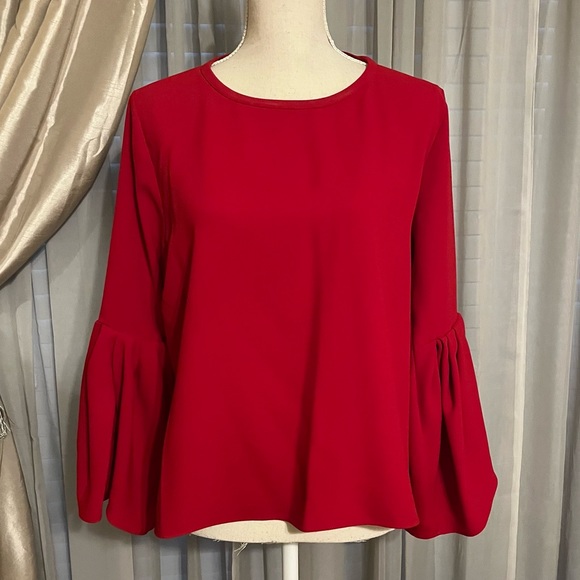 Zara Tops - EUC Zara Deep Red Blouse with Fit and Flare Sleeve